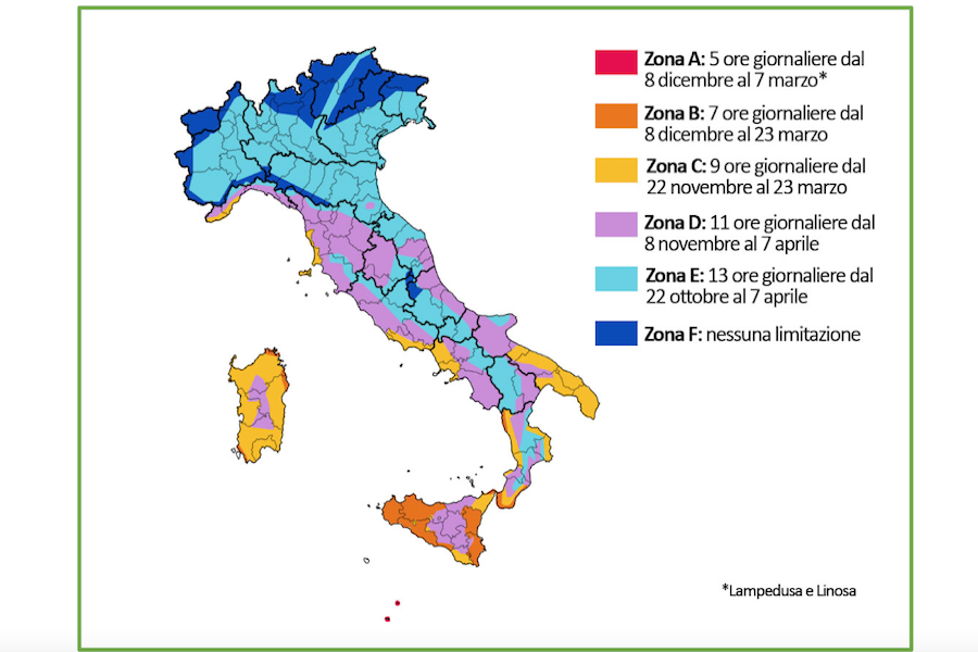 Calendario per zone climatiche