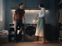 Un frame dello spot Washpass by Haier