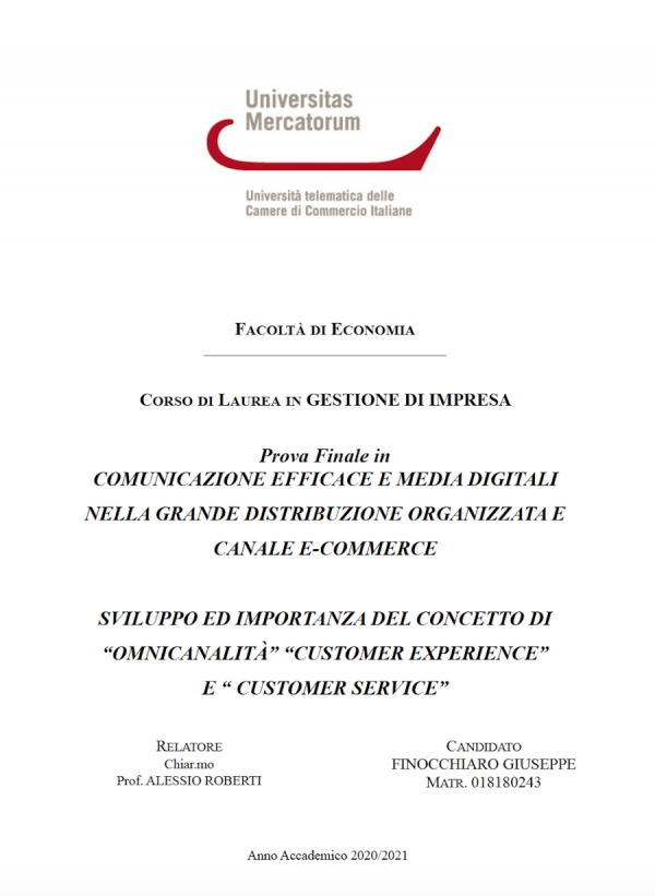 La tesi di laurea che parla del nostro Mystery Shopper