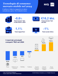 Tecnologia di consumo, il 2024 si &egrave; chiuso a -0,6%